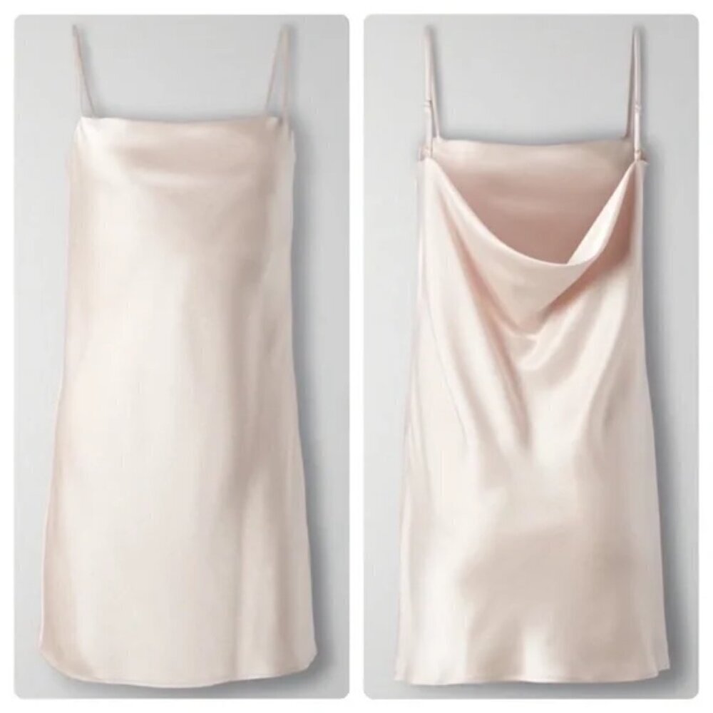 Aritzia Babaton Encore Satin Mini Slip Dress Denude Size Medium